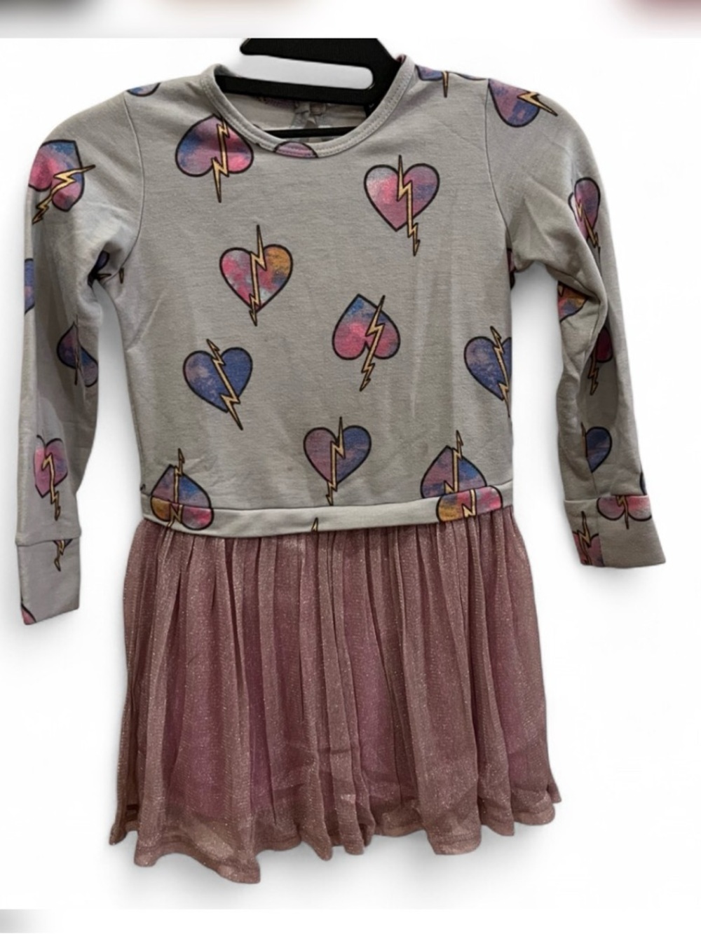 PIXIELANE - Girls Heart & Lightning Pullover Dress